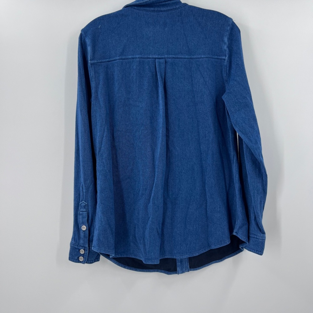 susan graver blue denim button-up shirt new small - Picture 6 of 7